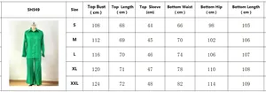 Guide des tailles détaillé pour l'ensemble chemise et pantalon léopard du S au XXL