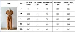 Guide des tailles S à XXL pour l'ensemble deux pièces pantalon cargo et haut à manches courtes