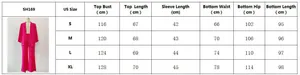 Detailed size chart for women's two-piece casual set featuring measurement data for S to XL