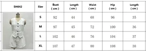 Tableau des tailles pour ensemble gilet sans manches et short blanc pour femme S-XL