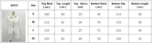 Size chart table for women hollow out short sleeve shirt and shorts set with measurements