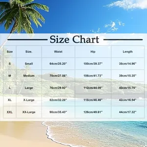 Size chart showing waist, hip, and length measurements for women's linen shorts