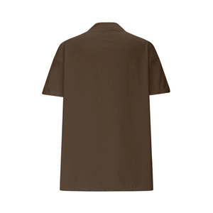 Vue arrière d'un t-shirt marron décontracté en coton et lin avec col en V et manches