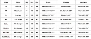 Detailed size chart for women's blouse showing bust, sleeve, and length in cm and inches