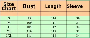 Size chart for women cotton linen midi dress showing bust length and sleeve measurements