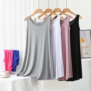 Collection of modal sleeveless maxi dresses in grey, white, pink, and black colors