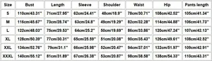 Tableau des tailles détaillé pour ensemble homme avec mesures en cm et pouces