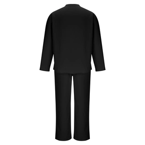 Détail macro d'un ensemble détente noir pour homme montrant la texture du tissu de dos