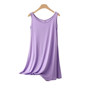 Relaxed purple modal sleeveless maxi dress with a flared A-line silhouette and round neck