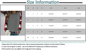 Detailed size guide table for women Christmas sweatshirt with US UK EU dimensions