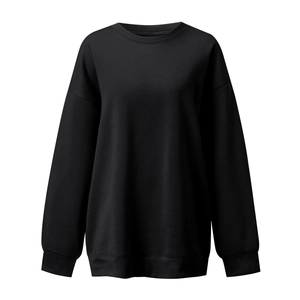 Schwarzes Damen Sweatshirt in lockerer Passform mit Rundhalsausschnitt und Rippbündchen