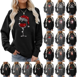 Women Christmas Print Sweatshirt Loose Crewneck Long Sleeve Pullover Holiday Santa Reindeer Graphic Xmas Sweatshirt Top