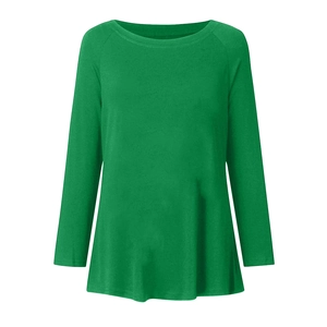 Haut à manches longues pour femmes avec col rond et manches raglan en vert éclatant