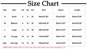 Guide des tailles pour t-shirt femme col V à imprimé marbre, tailles S à XXL