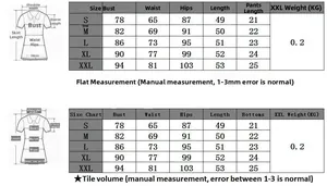 Tabella taglie per set sportivo donna due pezzi con misure da S a XXL in centimetri