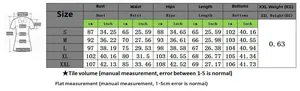 Tableau des tailles détaillé pour l'ensemble haut à volants et pantalon uni de S à XXL