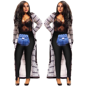 Women Geometric Argyle Print Long Cardigan Open Front Coat And Belt Long Sleeve Maxi Outerwear Fashion Casual Outfit
