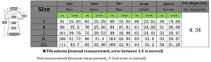 Detailed size chart for butterfly print 2 piece outfit showing S-XXL measurements
