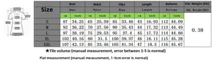 Detailed size chart for women's two-piece mesh jumpsuit set with body measurements
