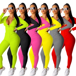 Dames Trainingspak Met Hoodie En Rits En Broek Slim Fit Sportief Lange Mouwen Bodycon Outfit Voor Joggen Fitness Clubwear