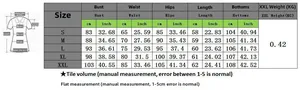Size chart for women ribbed knit two-piece set showing S-XXL measurements in cm and inch
