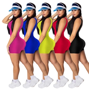 Women's sleeveless solid color athletic jumpsuits in vibrant multi-color pack options