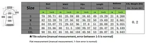 Size chart for women's NOPE sports set showing S to XXL dimensions in cm and inches