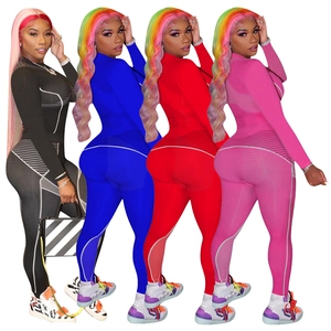 Ensembles de yoga deux pièces pour femmes avec haut manches longues et pantalon en 4 couleurs