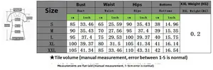 Detailed size chart for women's sequin skirt swimsuit set showing S to XXL measurements