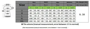 Größentabelle für Neckholder-Top und Hose mit weitem Bein inkl. Brust- und Hüftmaßen