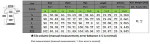 Size chart for women's butterfly print sports set covering measurements from S to XXL