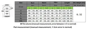Size guide for women's maxi dress with S-XXL measurements in centimeters and inches