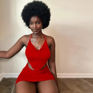 Detail of red two-piece set featuring a halter crop top and slim fit mini skirt for women