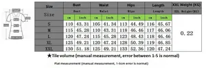 Size chart detail for printed mid-sleeve shirt dress with bust and length in cm and inches