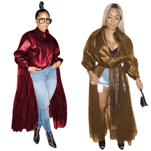 Veste Longue pour Femme Sexy en Similicuir avec Épissage en Maille Fermeture Éclair Asymétrique Revers Streetwear pour Automne Hiver Fête