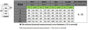 Size chart for ruffle sleeve cardigan dress showing measurements in centimeters and inches