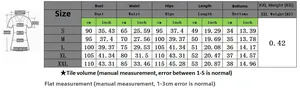 Detailed size chart for women's two-piece blazer set with measurements from S to XXL
