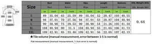 Size chart for women's velvet tracksuit showing S-XXL measurements in cm and inches