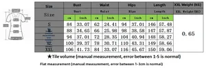 Size chart for slim fit velvet denim jumpsuit showing measurements from S to XXL