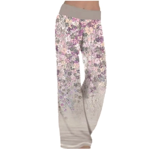 Pantaloni da yoga a gamba larga con stampa floreale da donna con vita alta elastica