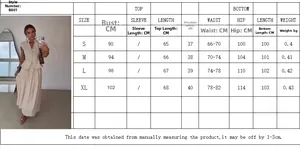 Detailed size chart for elegant two-piece chiffon dress set and vest top outfit