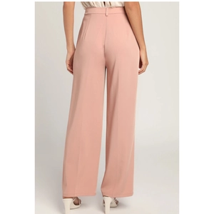 Elegant dusty rose high waist wide leg trousers for women with premium tailored fit