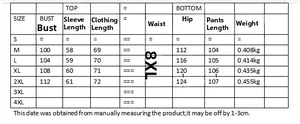 Guide des tailles détaillé pour ensemble chemise fleurie et pantalon large fendu