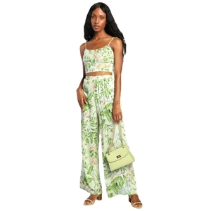 Women's summer two-piece floral set with camisole crop top and high-waist wide-leg pants