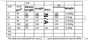 Tableau des tailles détaillé pour robe imprimée à manches longues, tailles S à 2XL