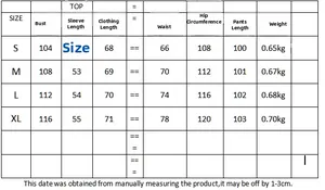 Detailed size chart for women's satin velvet set including bust, waist, and length measurements
