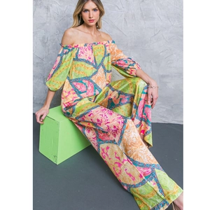 Donna Spalle Scoperte Paisley Stampa Top E Bottom Poliestere Vita Alta Gamba Larga Pantaloni Boho Casual Estate Vacanza Abiti