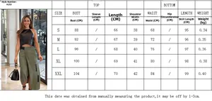 Guide des tailles pour ensemble haut et jupe avec mesures poitrine, taille et longueur