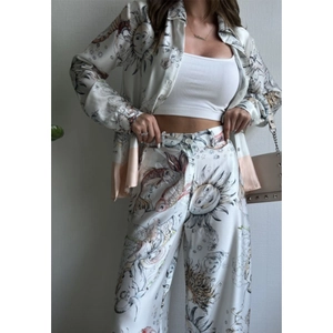 Ensemble deux pièces avec imprimé astrologie soleil et lune, chemise et pantalon large