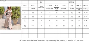 Size chart for sleeveless striped top and wide-leg trousers two-piece fashion set